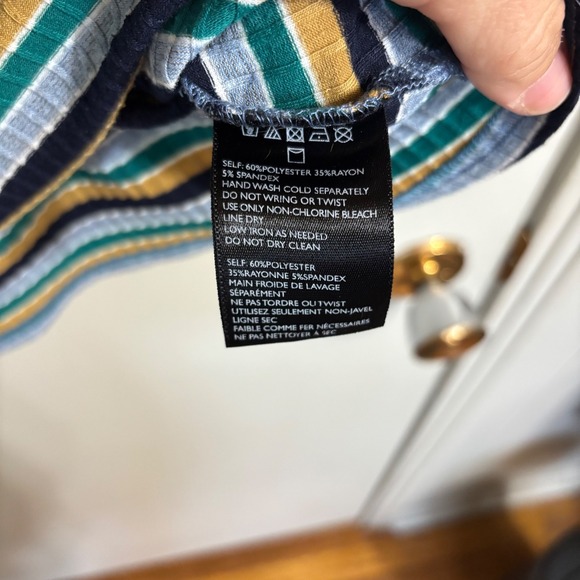 Urban Outfitters Striped Tie Shoulder Ribbed Mini Dress Retro Y2K Multi-Color XS - Picture 5 of 11